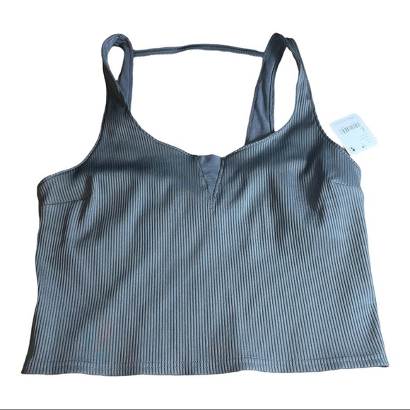 Free People Gray Ribbed Crop Tank - Picture 2 of 8